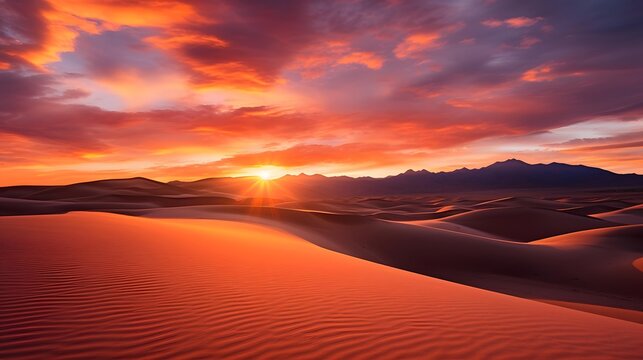 Sunset over the sand dunes in Death Valley National Park, California © Iman