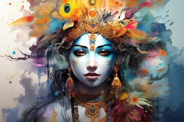 lord shiva, the lord of the gods, is shown in this painting - obrazy, fototapety, plakaty