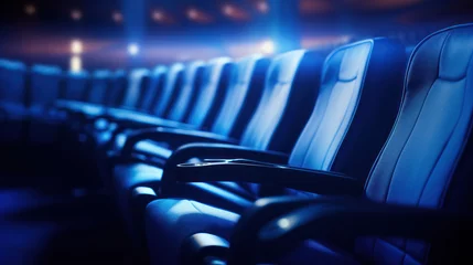 Deurstickers Empty blue cinema seats, chairs. © PaulShlykov