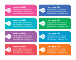 information template with science symbol. eight steps sticker infographic template. card information template