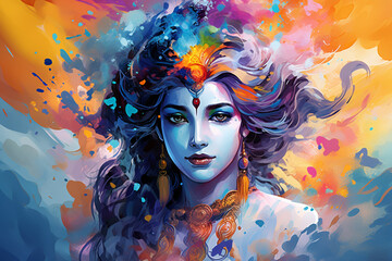 lord shiva, the lord of the gods, is shown in this painting - obrazy, fototapety, plakaty