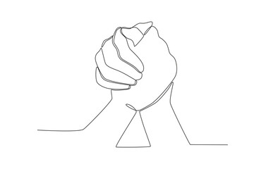 Hands clasped together. Human rights day one-line drawing