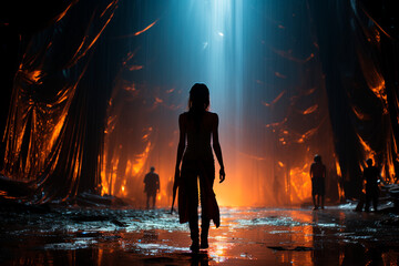 beautiful girl in a long evening dress