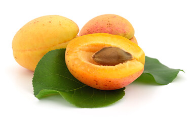 Apricots with leaf.