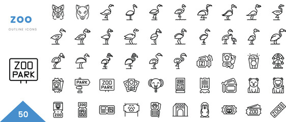 zoo outline icon collection. Minimal linear icon pack. Vector illustration