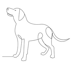 Continuous one line dog pet outline vector art drawing