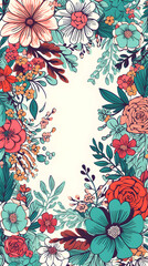 Boho floral frame mockup with watercolor flowers and leaves isolated on white background, for poster, product display, banner background