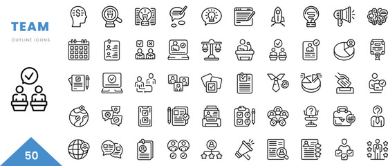 team outline icon collection. Minimal linear icon pack. Vector illustration