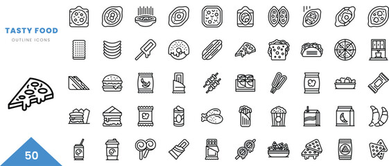 tasty food outline icon collection. Minimal linear icon pack. Vector illustration