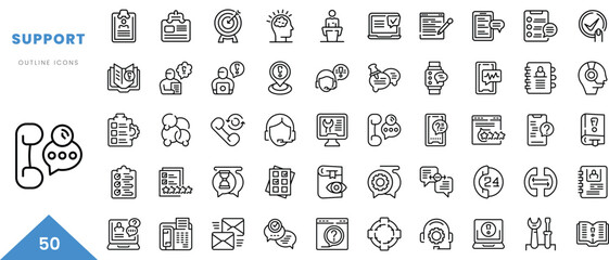 support outline icon collection. Minimal linear icon pack. Vector illustration