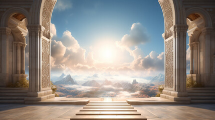 Doors to Paradise. The concept on religions and philosophical topics. - obrazy, fototapety, plakaty