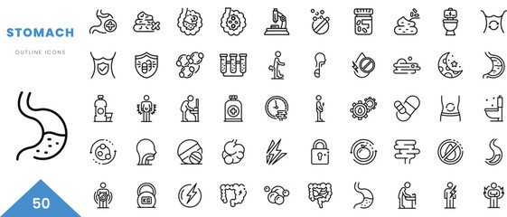 stomach outline icon collection. Minimal linear icon pack. Vector illustration
