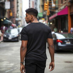 Confident Male Model in Black T-Shirt