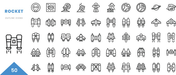 rocket outline icon collection. Minimal linear icon pack. Vector illustration