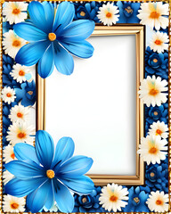 Fototapeta premium frame of blue flowers, generative ai