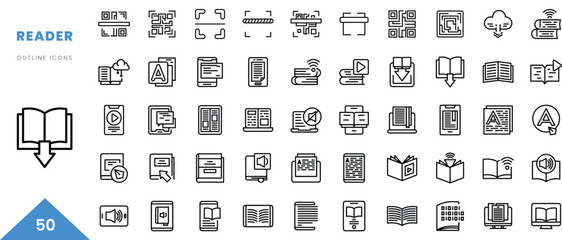 Fototapeta na wymiar reader outline icon collection. Minimal linear icon pack. Vector illustration