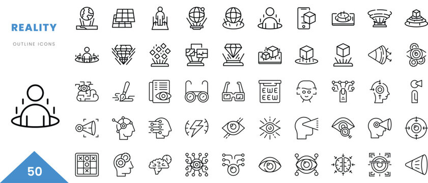 reality outline icon collection. Minimal linear icon pack. Vector illustration