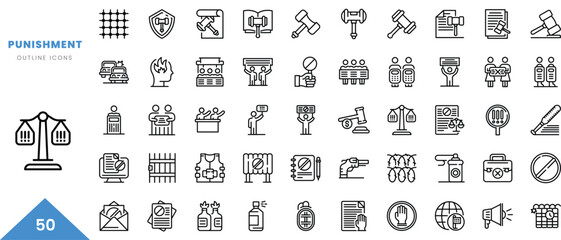 Obraz na płótnie Canvas punishment outline icon collection. Minimal linear icon pack. Vector illustration