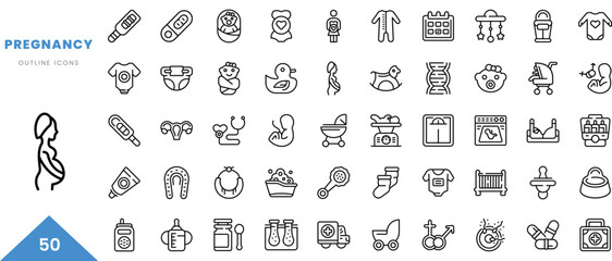 pregnancy outline icon collection. Minimal linear icon pack. Vector illustration