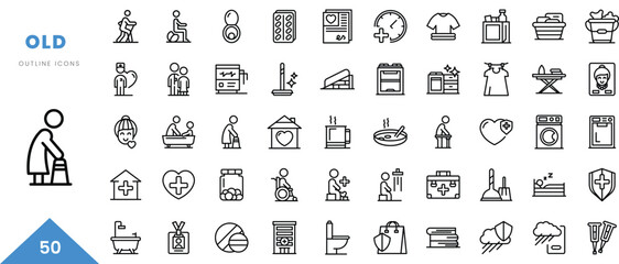old outline icon collection. Minimal linear icon pack. Vector illustration