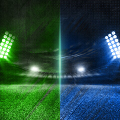 Cricket template for social media posts. Cricket background with stadium lights, gallery and field. Amazing readymade background for sports social media posts. Bangladesh vs India vs Pakistan, England - obrazy, fototapety, plakaty