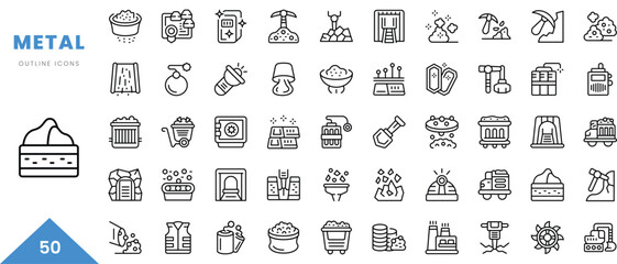 metal outline icon collection. Minimal linear icon pack. Vector illustration