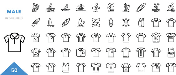 male outline icon collection. Minimal linear icon pack. Vector illustration