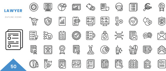 lawyer outline icon collection. Minimal linear icon pack. Vector illustration