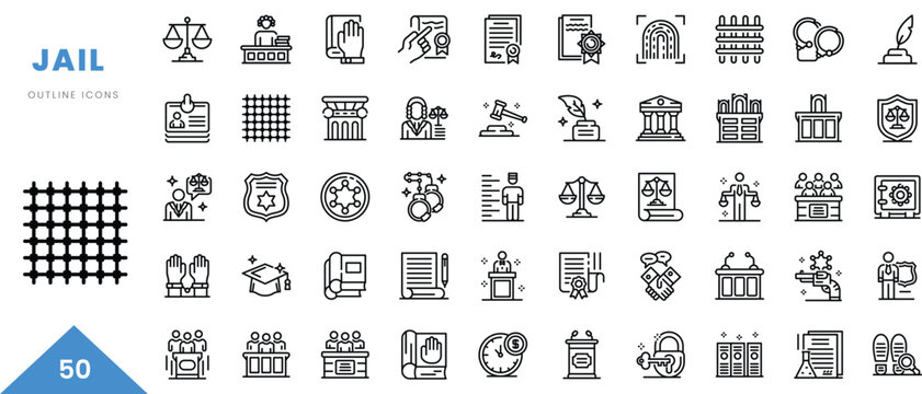 jail outline icon collection. Minimal linear icon pack. Vector illustration