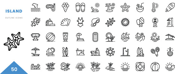island outline icon collection. Minimal linear icon pack. Vector illustration - obrazy, fototapety, plakaty