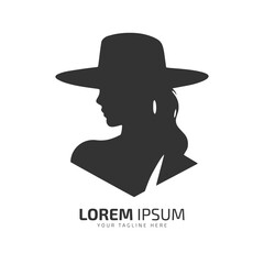 Minimal and abstract logo of lady vector girl icon woman silhouette female isolated template