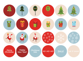Fototapeta na wymiar Christmas Highlights Covers. Winter illustration in flat style