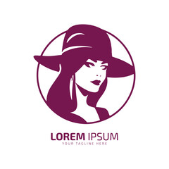 Minimal and abstract logo of lady vector girl icon woman silhouette female template design