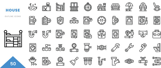 house outline icon collection. Minimal linear icon pack. Vector illustration