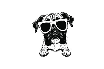 Boxer Shades: A Playful Vector Portrait of a Stylish Boxer in Sunglasses