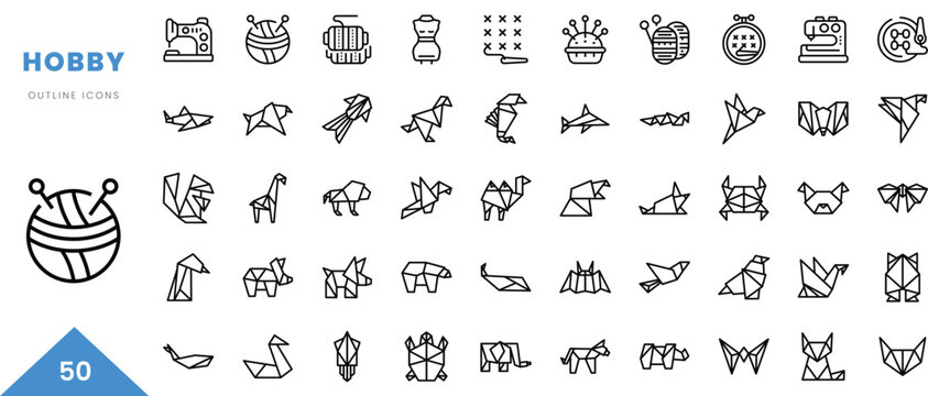 hobby outline icon collection. Minimal linear icon pack. Vector illustration