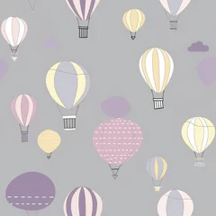 Zelfklevend Fotobehang Luchtballon Hot air balloon cartoon repeat pattern