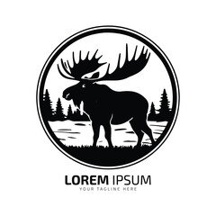 Fototapeta premium Minimal and abstract logo of moose vector elk icon fur isolated template design