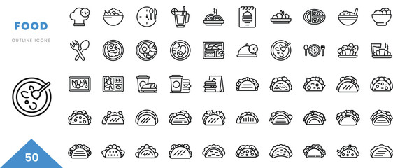 food outline icon collection. Minimal linear icon pack. Vector illustration