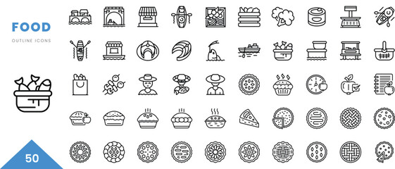 food outline icon collection. Minimal linear icon pack. Vector illustration