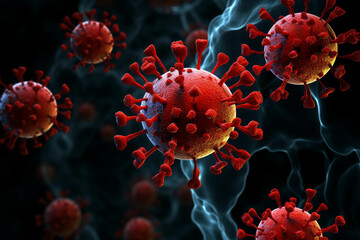 a group of viruses and bacteria close up of a virus cell coronavirus are shown in this image