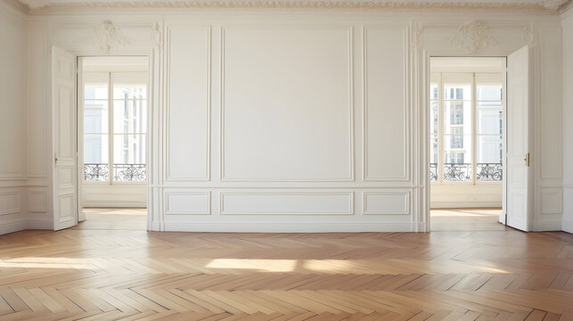 d&eacute;tail d'un mur vide a l'int&eacute;rieur d'un immeuble bourgeois parisien