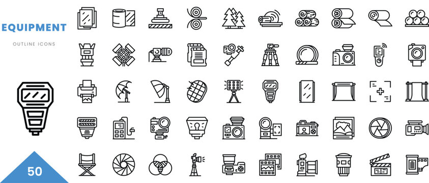 equipment outline icon collection. Minimal linear icon pack. Vector illustration