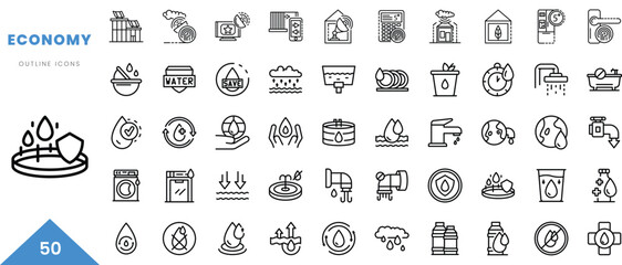 economy outline icon collection. Minimal linear icon pack. Vector illustration