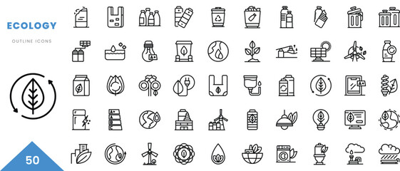 ecology outline icon collection. Minimal linear icon pack. Vector illustration