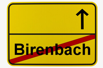 Illustration eines Ortsausgangsschildes von Birenbach in Baden-Württemberg	