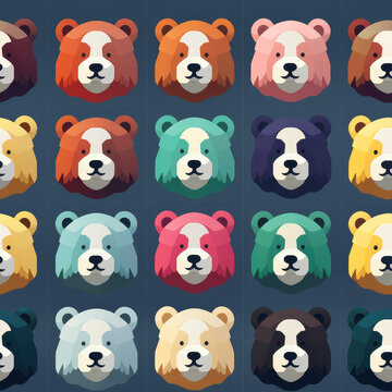 Bears cool cartoon repeat pattern 8 bit