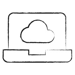 Hand drawn Laptop Cloud icon
