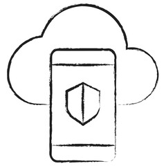 Hand drawn Phone Shield icon