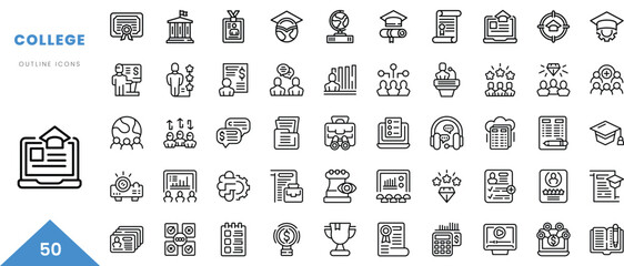 Obraz na płótnie Canvas college outline icon collection. Minimal linear icon pack. Vector illustration